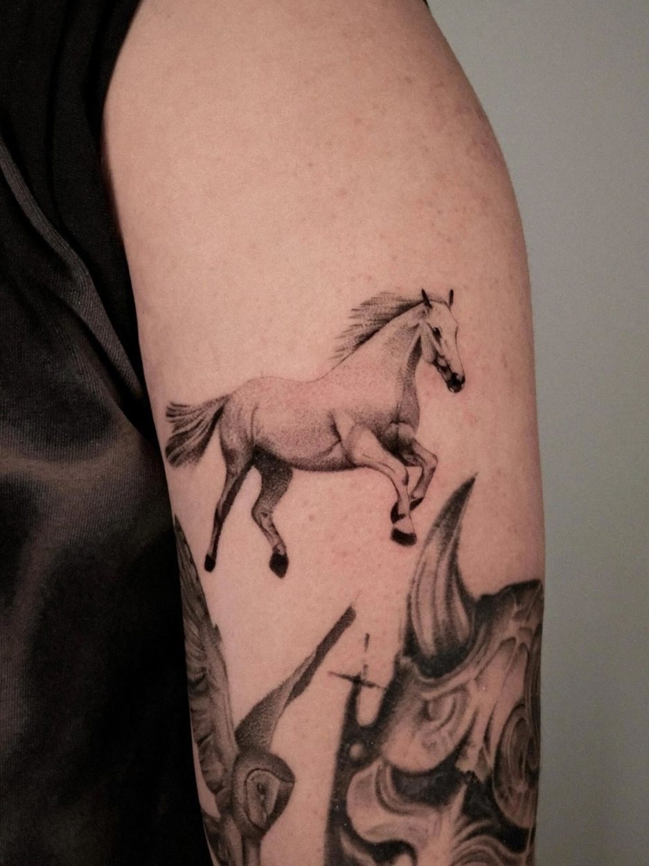 Fine Line, Birds & Botanicals tattoo by Alejandra at Baroness Tattoo, Garland TX