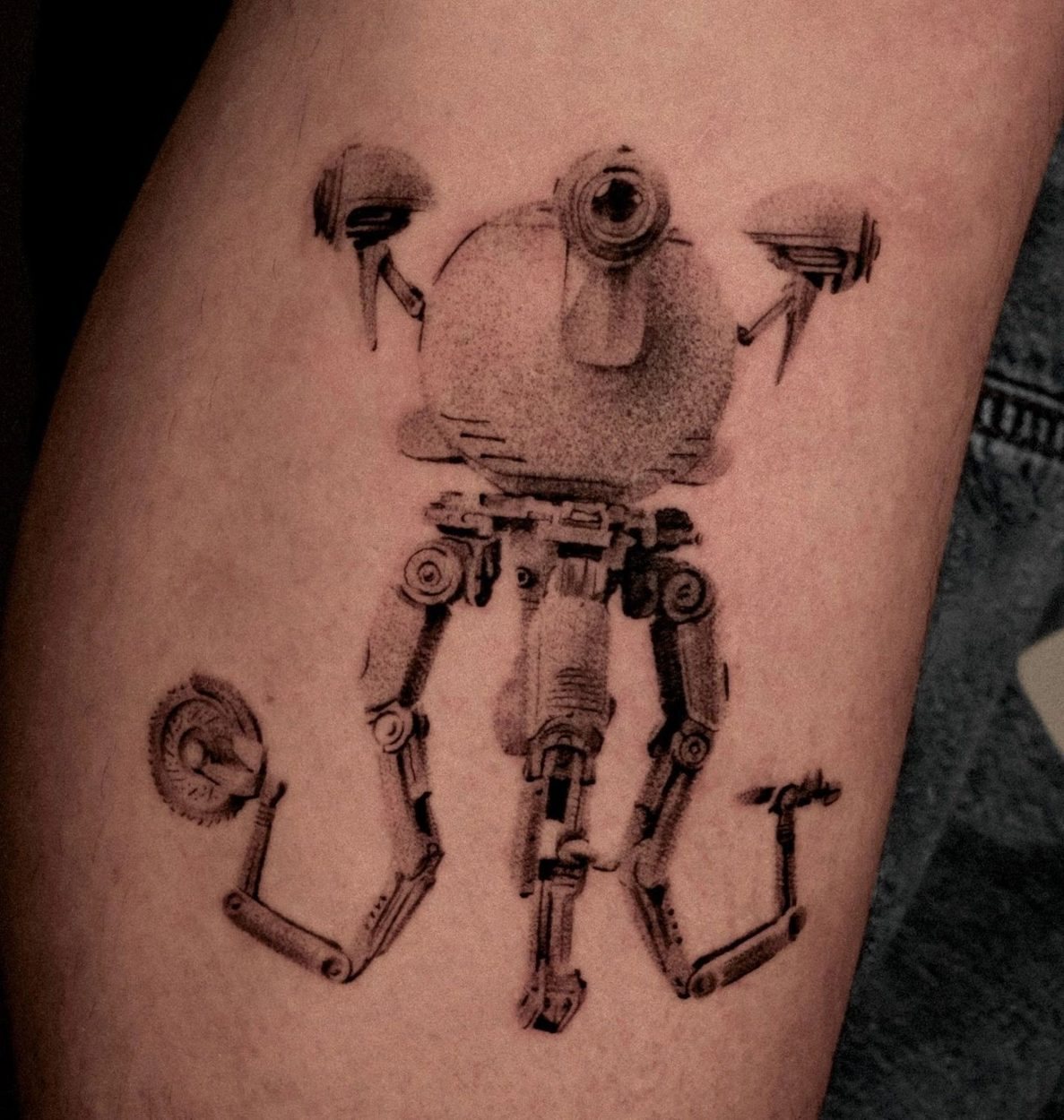 Script, Black & Grey Realism & Cyber tattoo by Daniel at Baroness Tattoo, Garland TX