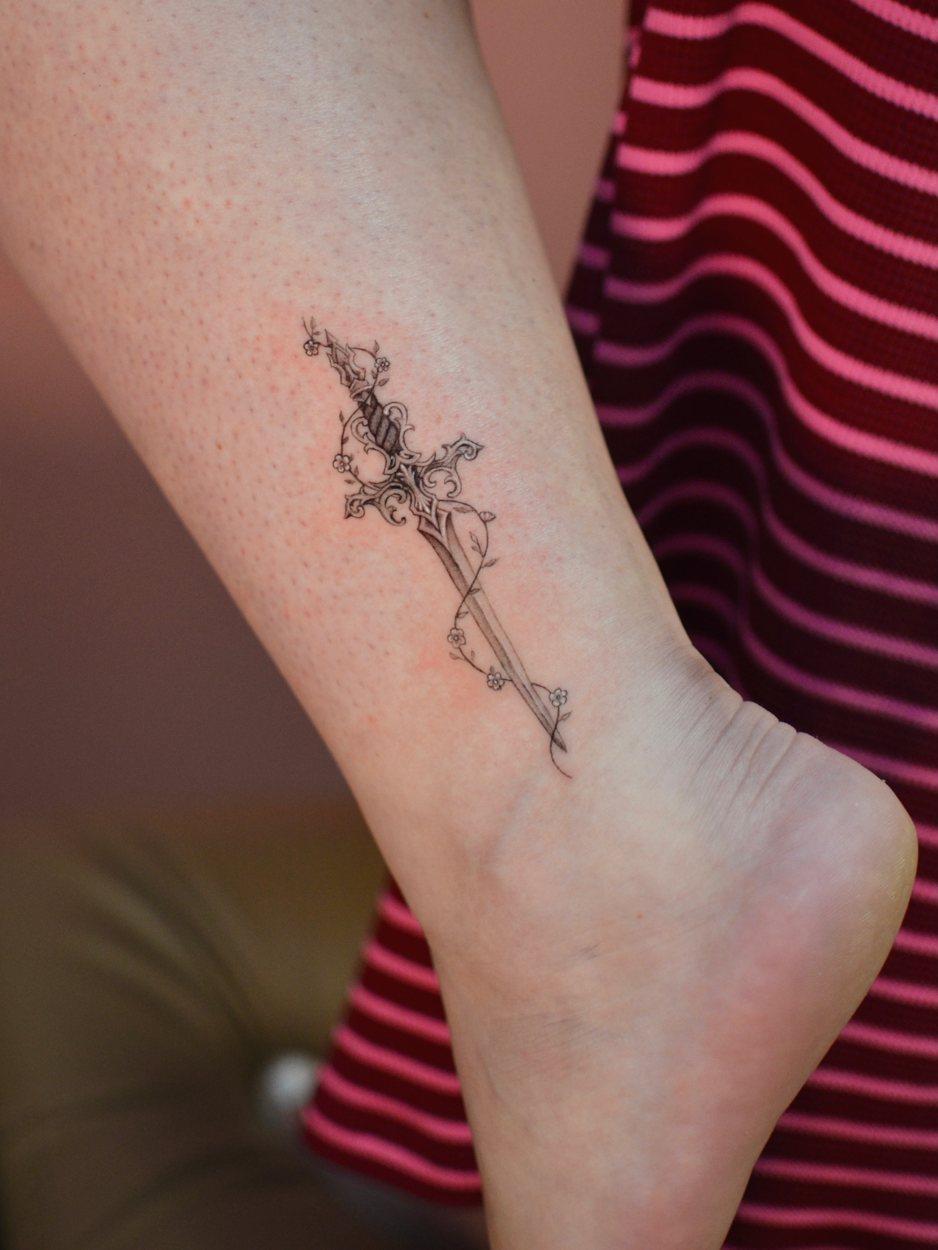 Black, Grey & Red · Fine Line & Ornamental tattoo by Anna at Baroness Tattoo, Garland TX