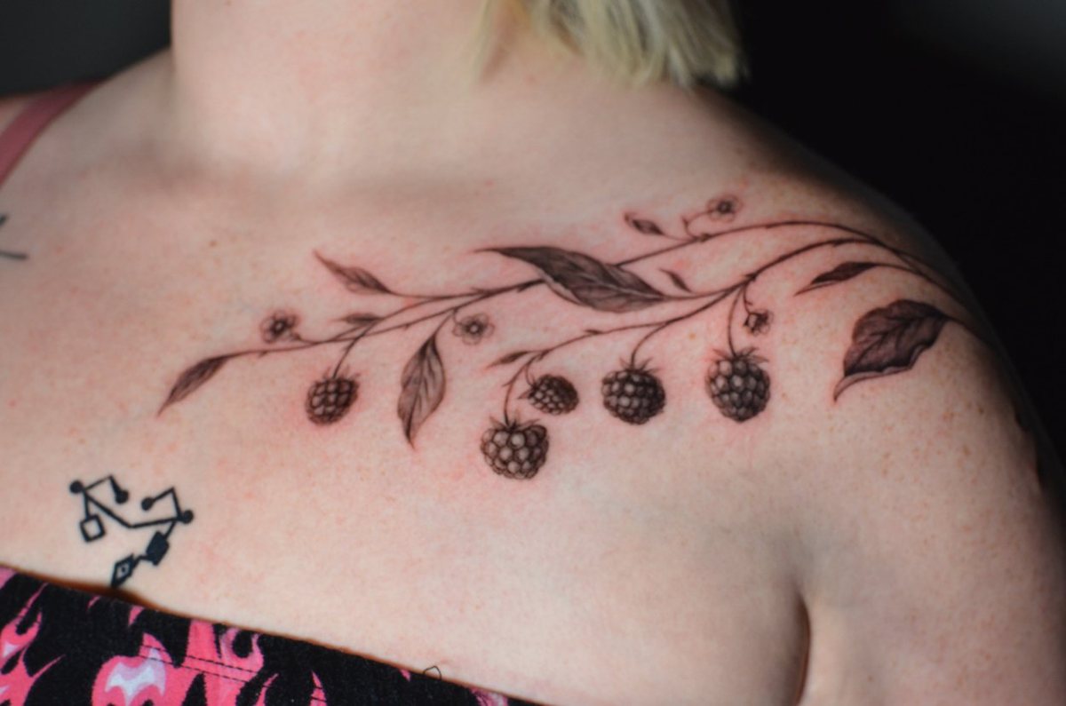 Black, Grey & Red · Fine Line & Ornamental tattoo by Anna at Baroness Tattoo, Garland TX