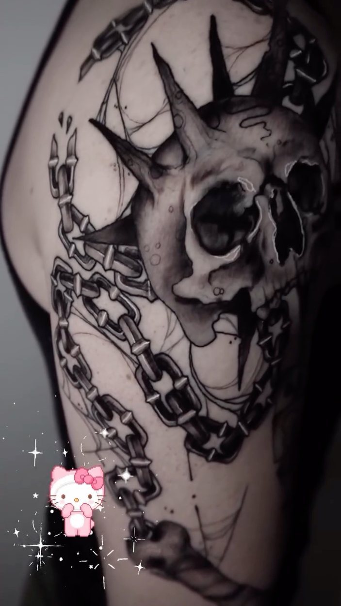 Dark Ornamental & Blackwork tattoo by Caroline at Baroness Tattoo, Garland TX